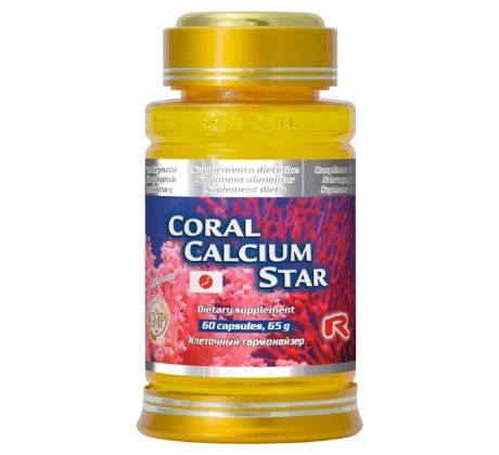 CORAL CALCIUM STAR - s obsahom vápnika vo forme organického koralu s vysokou vstrebateľnosťou pre zdravé kosti a zuby, Starlife 60 kaps