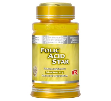 FOLIC ACID STAR - kyselina listová pre obnovu a rast buniek a pre správny vývoj plodu počas tehotenstva, Starlife 60 tabl