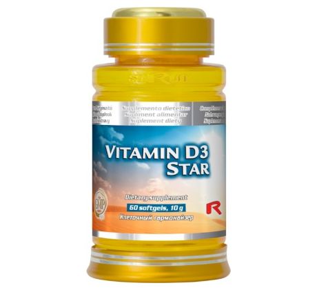 VITAMIN D3 STAR - pre zvýšenie obranyschopnosti organizmu a udržanie normálneho stavu kostí a svalov, Starlife 60 kaps