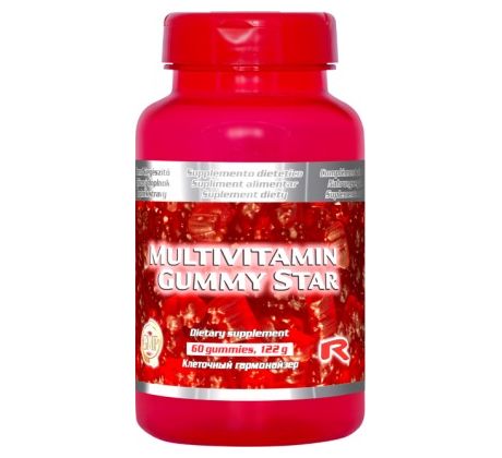 MULTIVITAMIN GUMMY STAR - gumové cukríky s obsahom vitamínov pre obranyschopnosť organizmu, Starlife 60 kaps