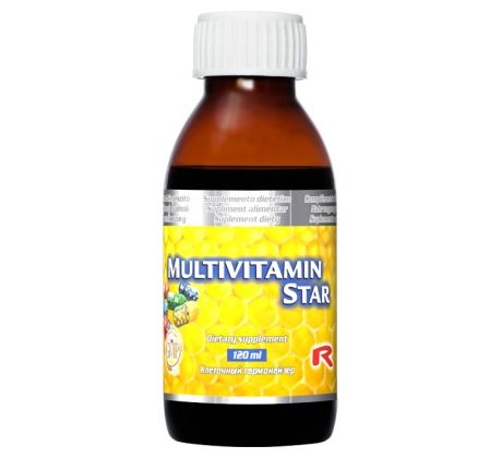 MULTIVITAMIN STAR – sirup s príjemnou chuťou obsahujúci vitamíny a minerálne látky pre imunitu, vitalitu a zdravý život, Starlife 120 ml