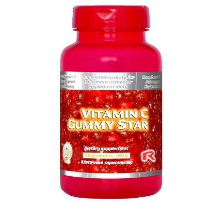 VITAMIN C GUMMY STAR - gumové cukríky s obsahom vitamínu C pre zvýšenie obranyschopnosti organizmu, Starlife 60 kaps