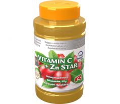 VITAMIN C + Zn STAR - pre podporu obranyschopnosti organizmu a normálneho stavu kostí, vlasov, nechtov, pokožky a zraku, Starlife 60 kapsúl