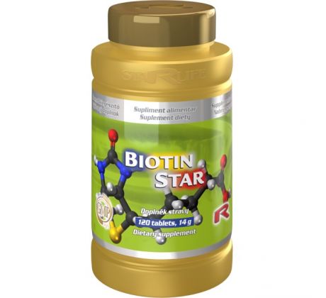 BIOTIN STAR - pre podporu nervovej sústavy, psychiky, vlasov, slizníc a pokožky, Starlife 120 tabl