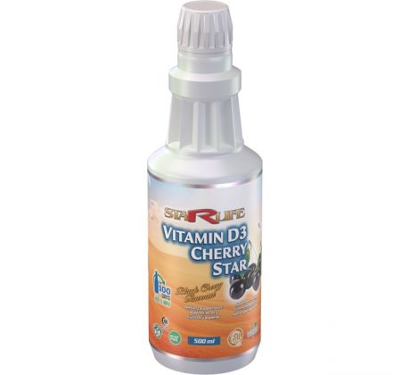 VITAMIN D3 CHERRY STAR - pre zvýšenie obranyschopnosti organizmu a udržanie normálneho stavu kostí a svalov, Starlife 500 ml