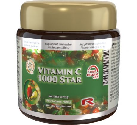 VITAMIN C 1000 STAR - napomáha posilňovať imunitný systém, Starlife, 300 tabliet