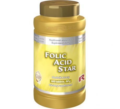 FOLIC ACID STAR - kyselina listová pre obnovu a rast buniek a pre správny vývoj plodu počas tehotenstva, Starlife 120 tabl