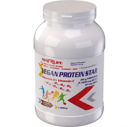 VEGAN PROTEIN STAR, skvelý poteín pre vegánov a vegetarianov, Starlife 1000 g