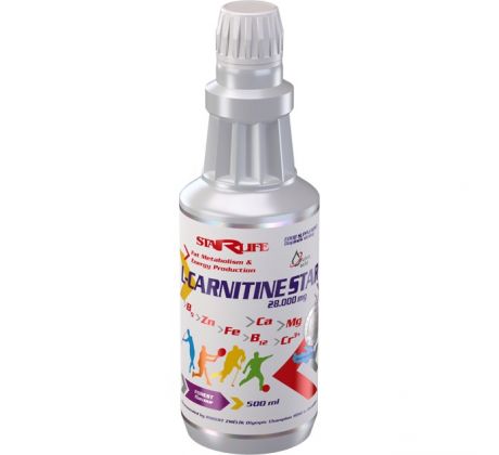 L-CARNITINE STAR obsahuje v 500 ml 35.000 mg značkového L-karnitinu CARNIPURE, Starlife 500 ml